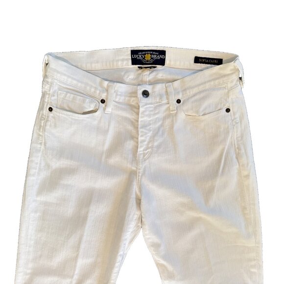 New Lucky Brand Sofia Capri Jean Sz 10/30 White Curvy Lucky You zip denim - Picture 4 of 12